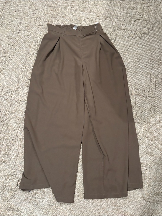 Ododos Pants - High-Rise Wide Leg Trousers in Taupe